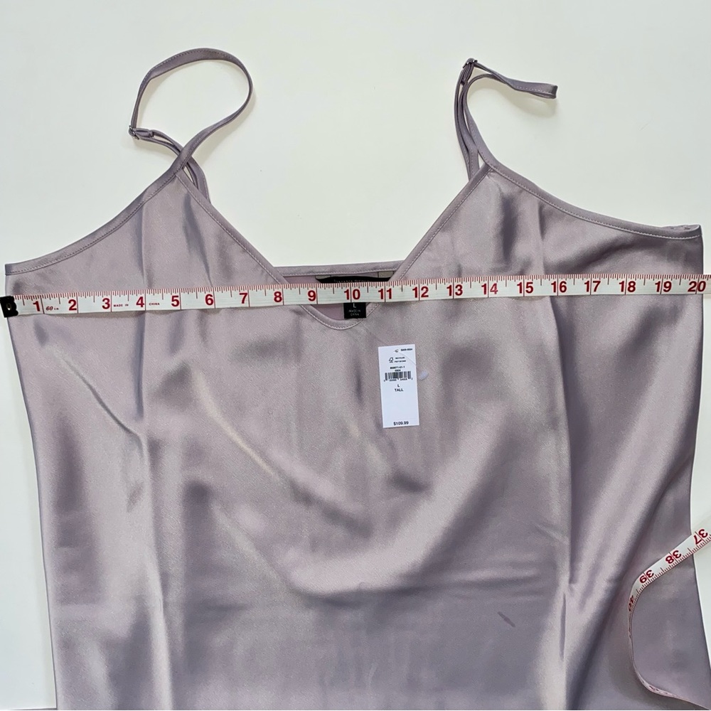 NWT Banana Republic V-Neck Midi Slip Dress, Gray Violet satin. Tall Long. - Picture 5 of 6